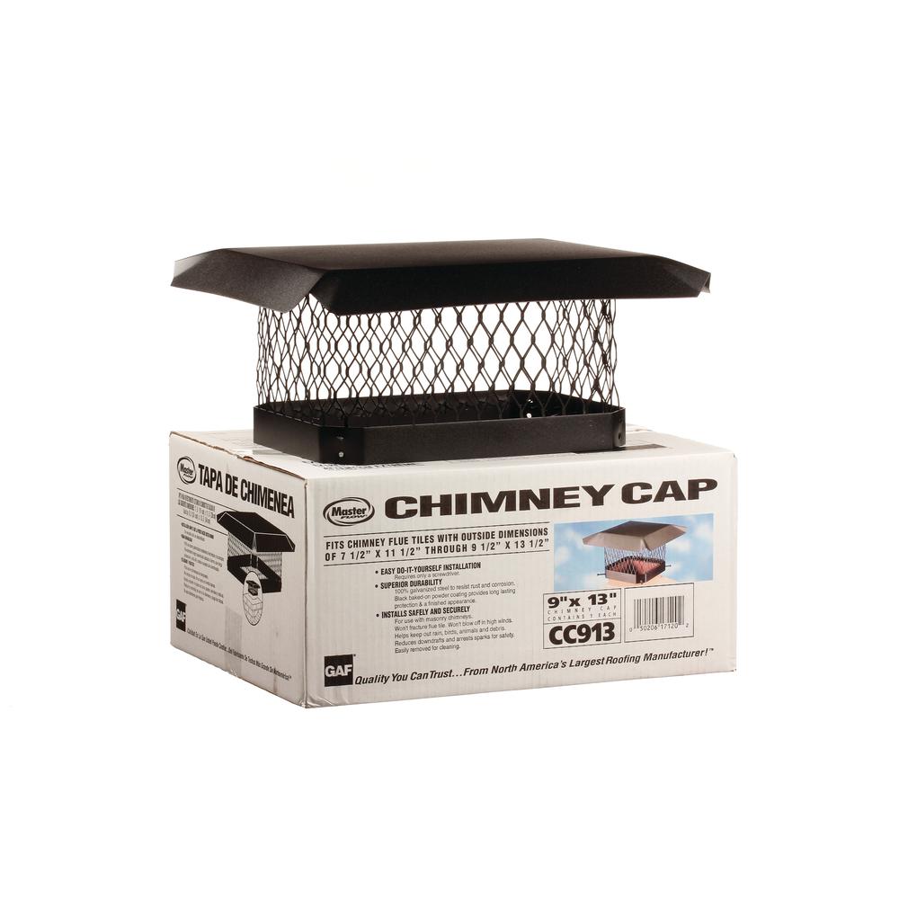 Master Flow 9 In X 13 In Galvanized Steel Fixed Chimney Cap In Black Cc913 The Home Depot