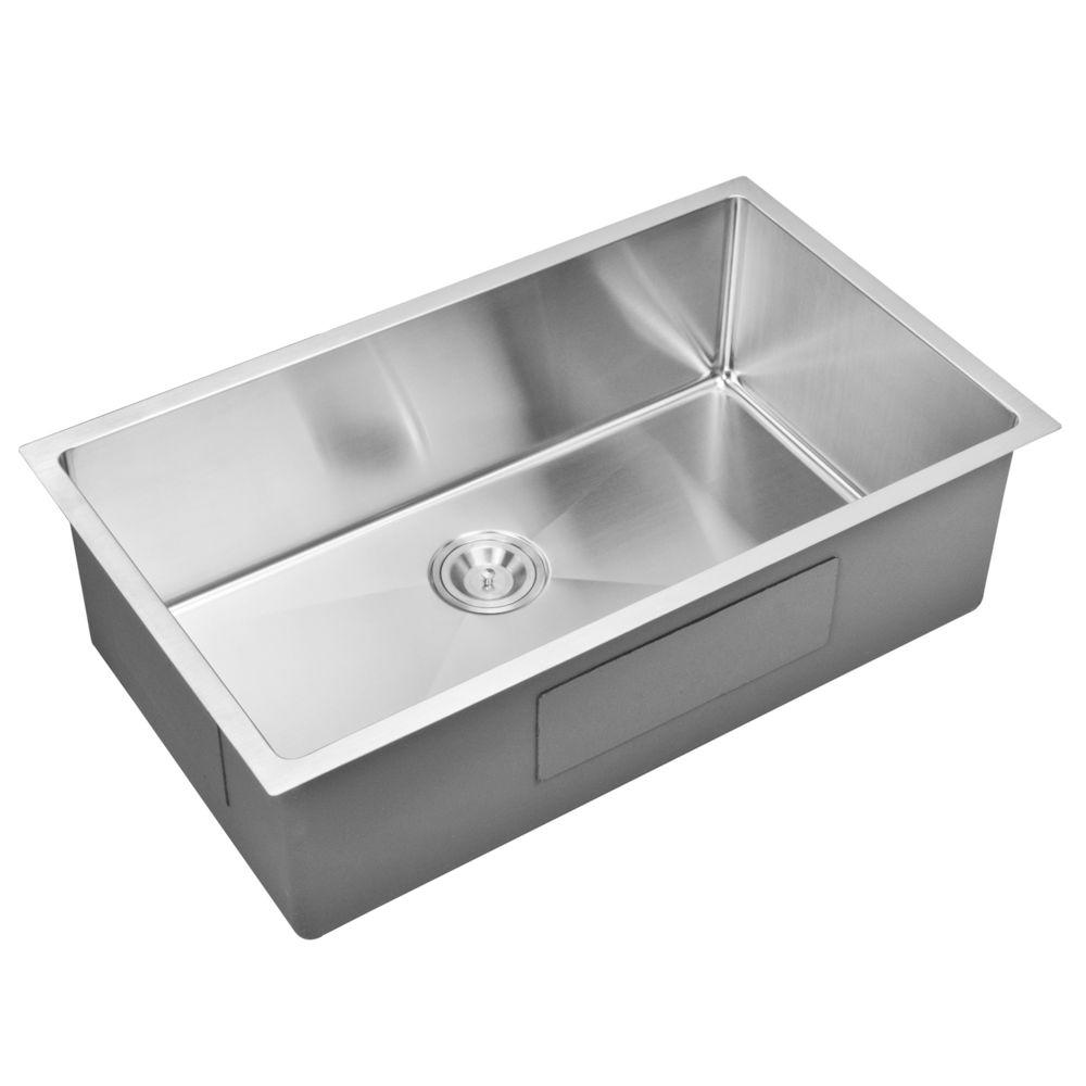 Water Creation Undermount Small Radius Stainless Steel 32 In 0 Hole Single Bowl Kitchen Sink In Satin Finish