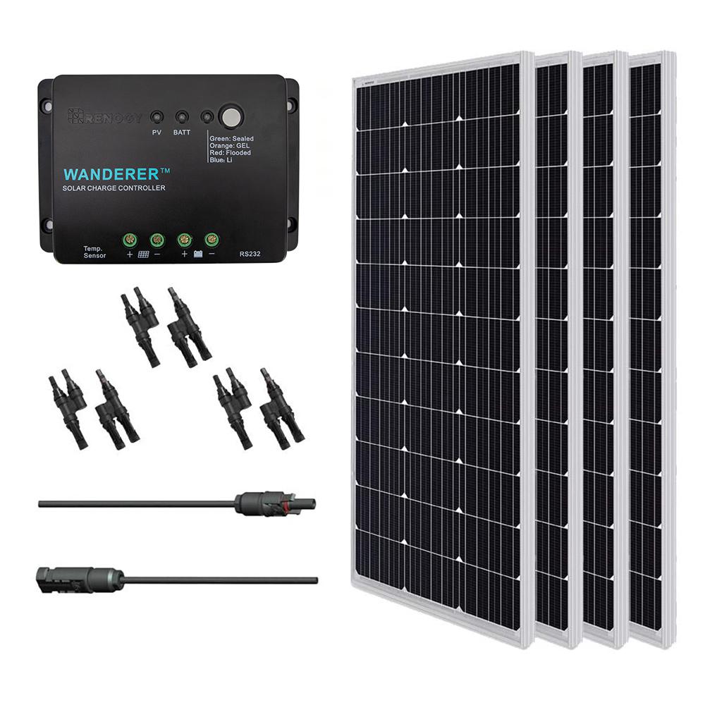 Renogy 400-Watt 12-Volt Monocrystalline Solar Bundle Kit with 30 Amp ...