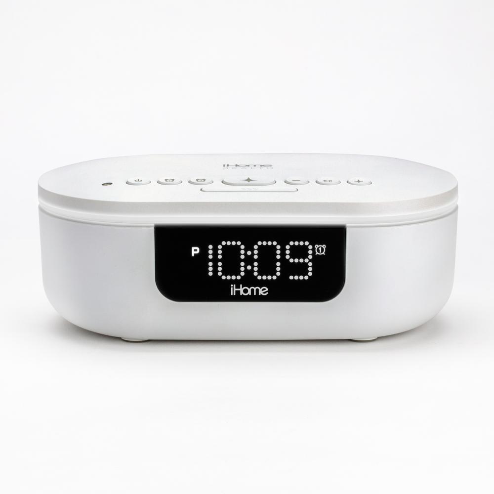 Uv C White Sanitizer Dual Alarm Clock With Bluetooth Speaker And Usb Charging Iuvbt1wx4 The Home Depot