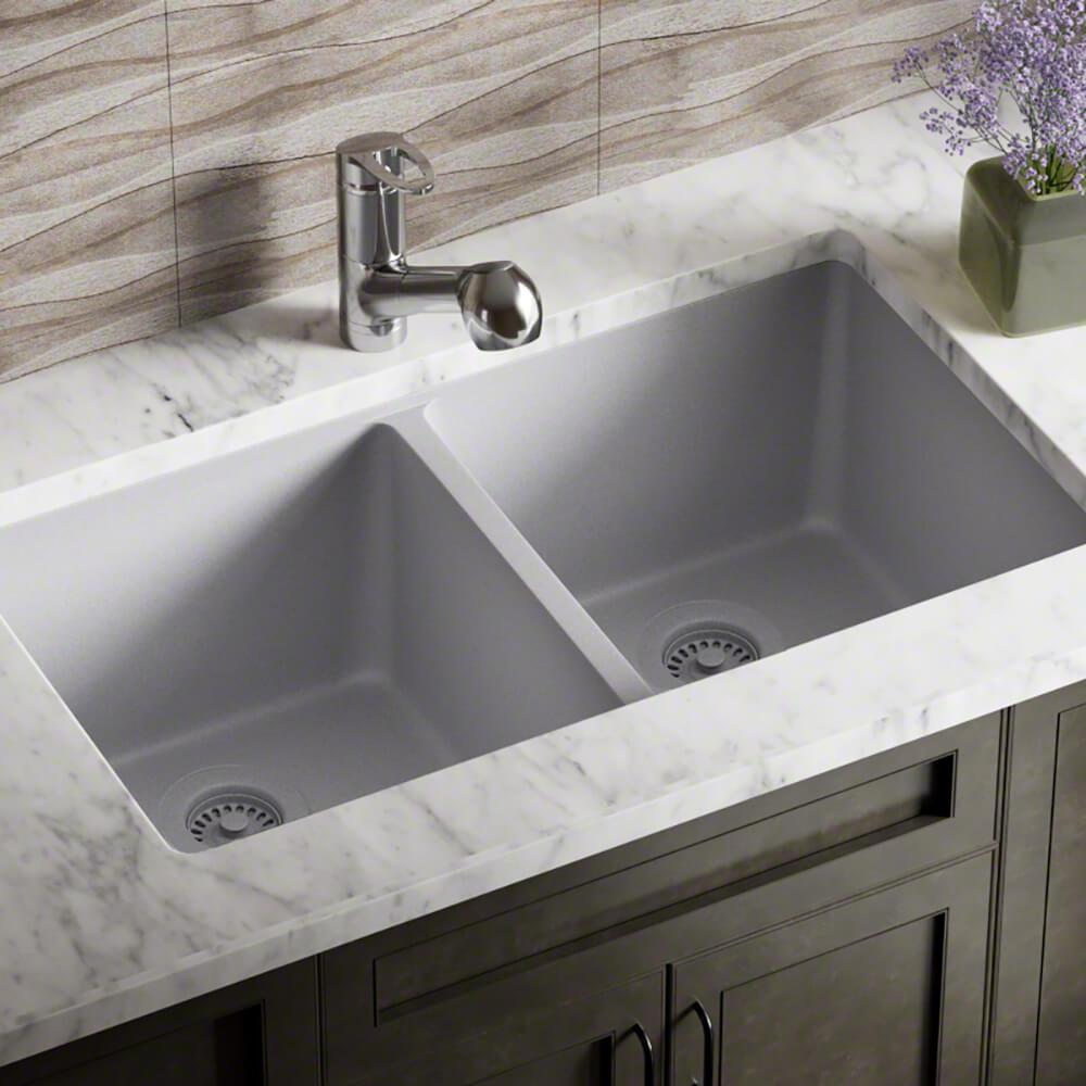 Mr Direct All In One Undermount Granite Composite 33 In Double