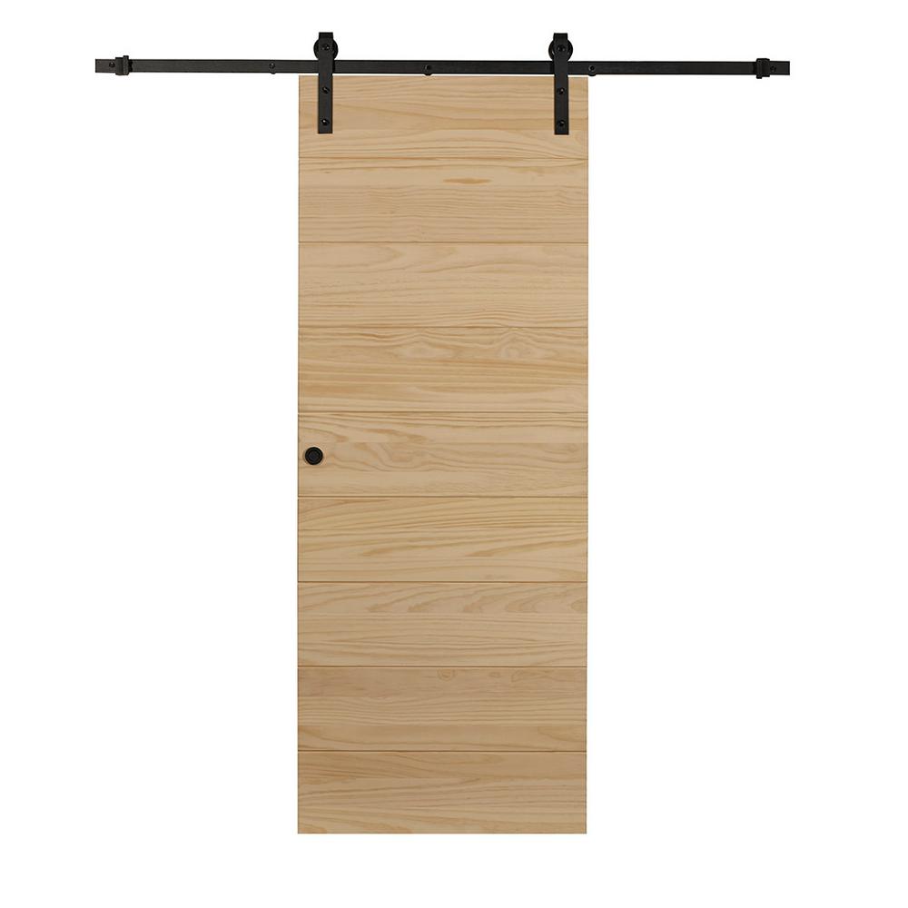 Pinecroft 36 In X 84 Timber Hill Horizontal Unfinished Pine Timber Hill Horizontal Unfinished Pine Wood Ready To Emble Barn Door With Sliding Hardware Kit