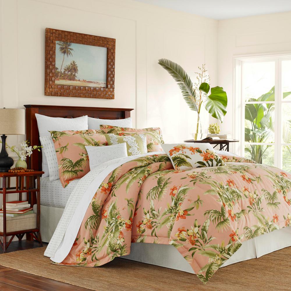 Tommy Bahama Siesta 3 Piece Pink Full Queen Duvet Cover Set
