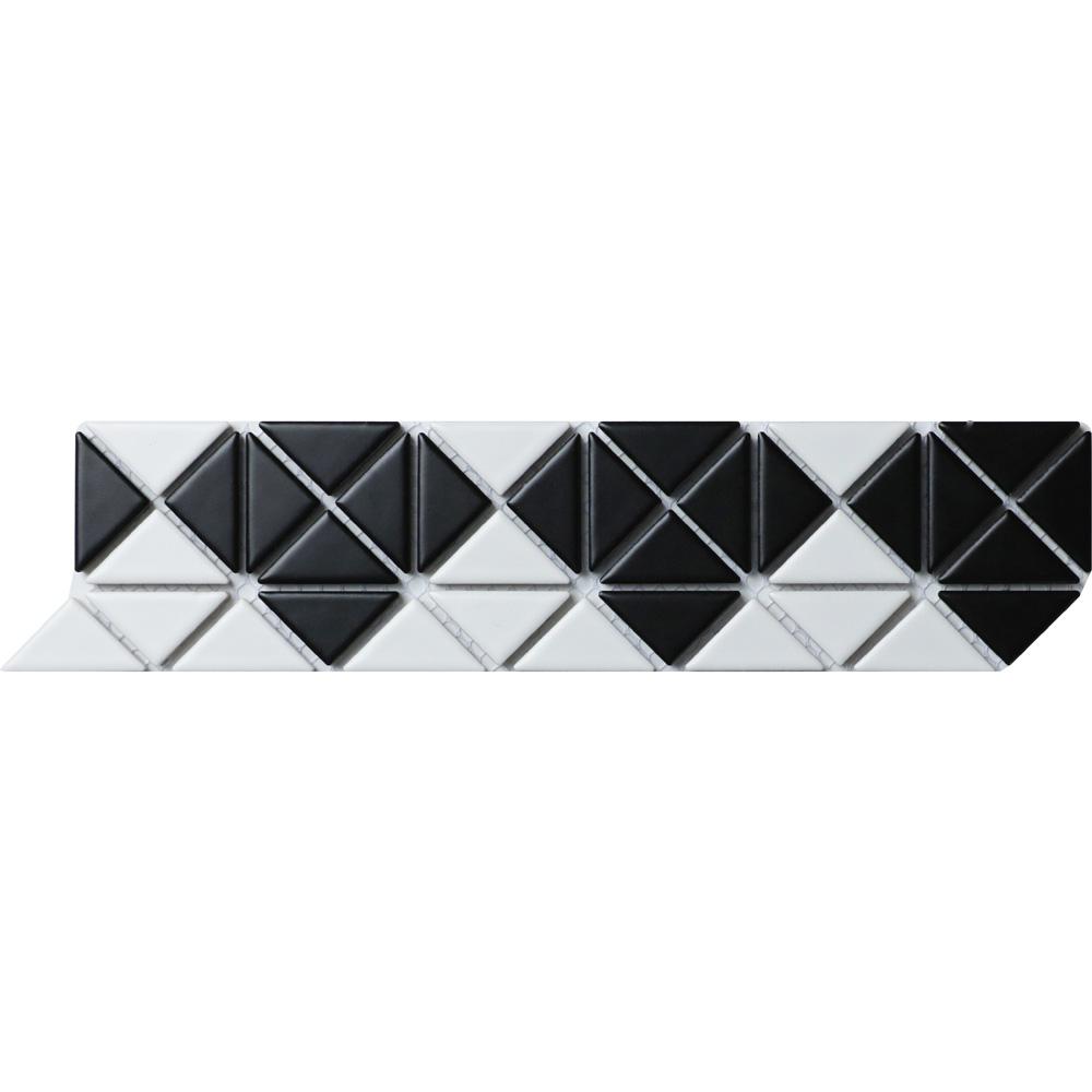 Merola Tile Tre Mini Diamond White With Black Border 2 5 8 In X Merola Tile Tre Mini Diamond White With