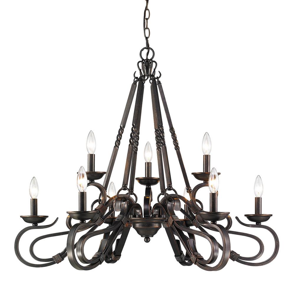 Golden Lighting Navarro 9 Light Aged Bronze Chandelier 4414 Abz Golden Lighting Navarro 9 Light Aged Bronze Chandelier