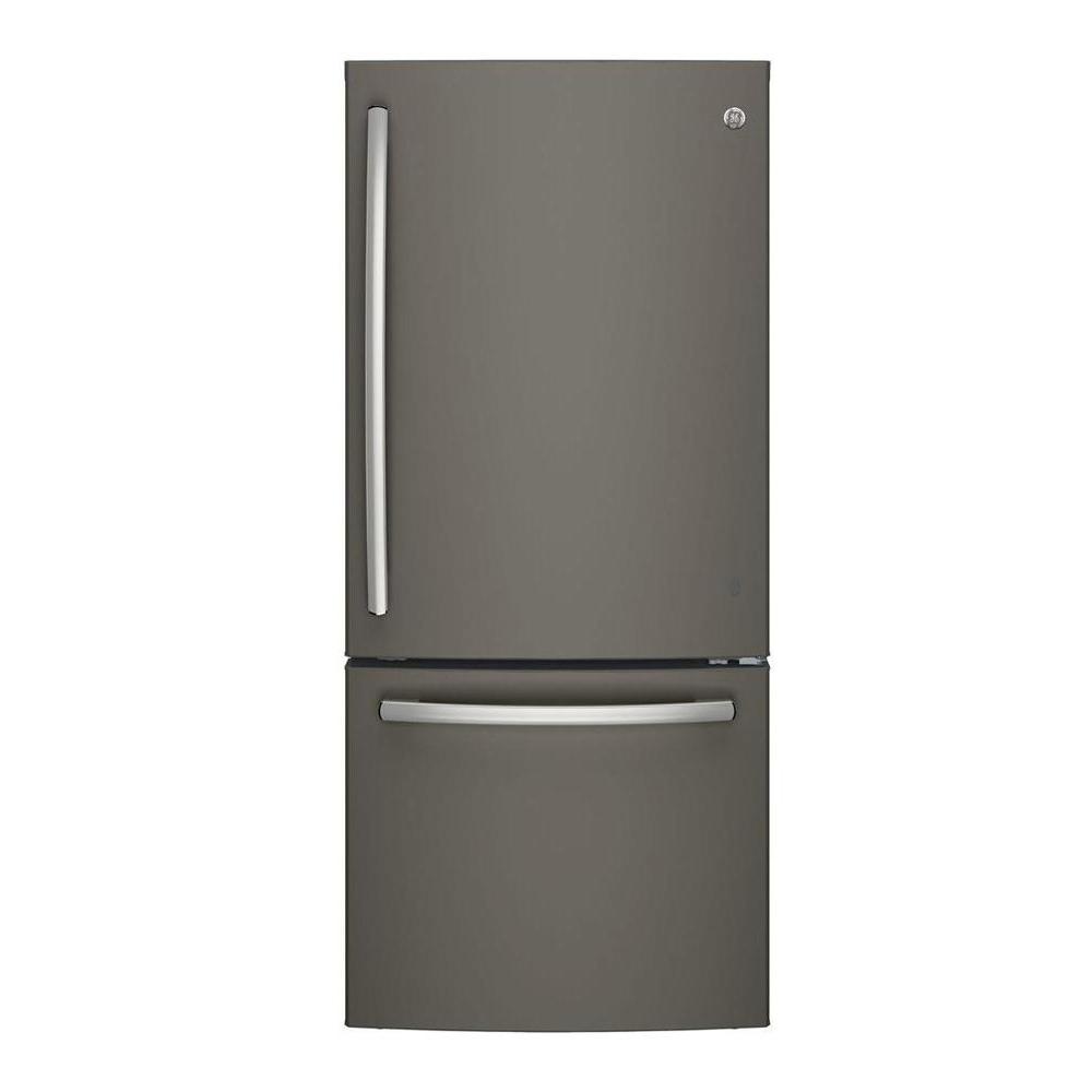 GE 21 cu. ft. Bottom Freezer Refrigerator in Slate, Fingerprint Resistant and ENERGY STAR