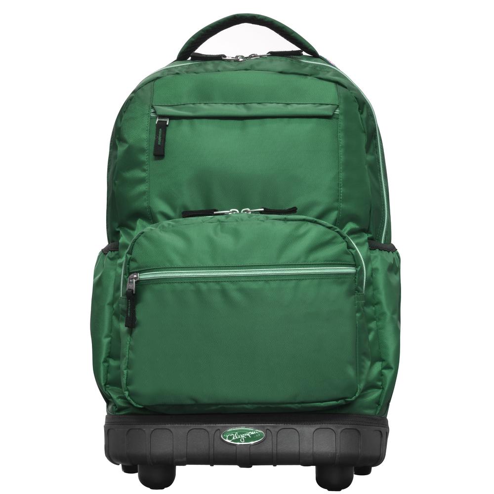 green rolling backpack