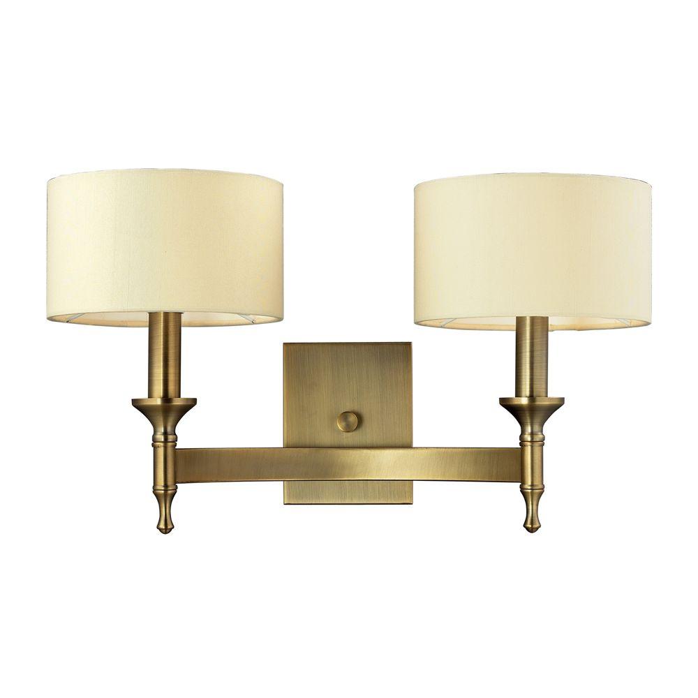 Titan Lighting Pembroke 2-Light Antique Brass Sconce-TN-5992 - The Home Depot