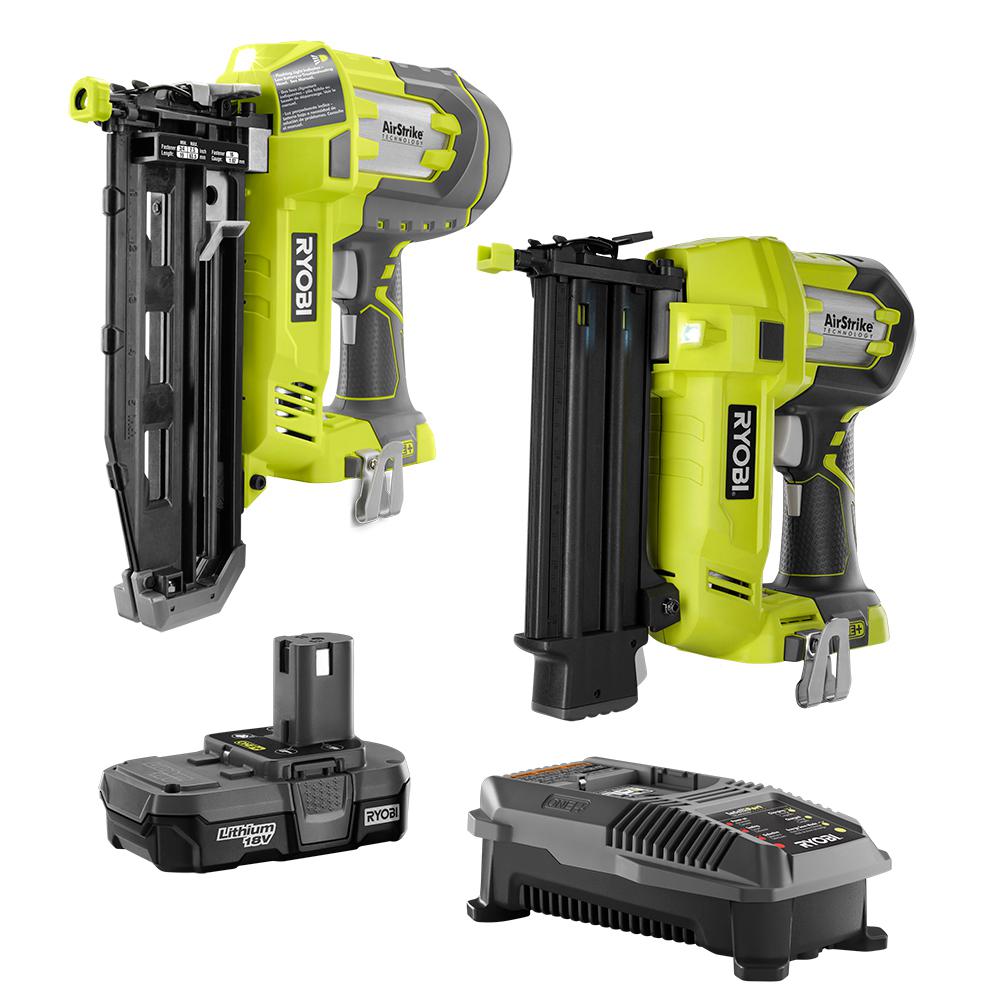 RYOBI 18Volt ONE+ LithiumIon Cordless AirStrike 18Gauge Brad Nailer