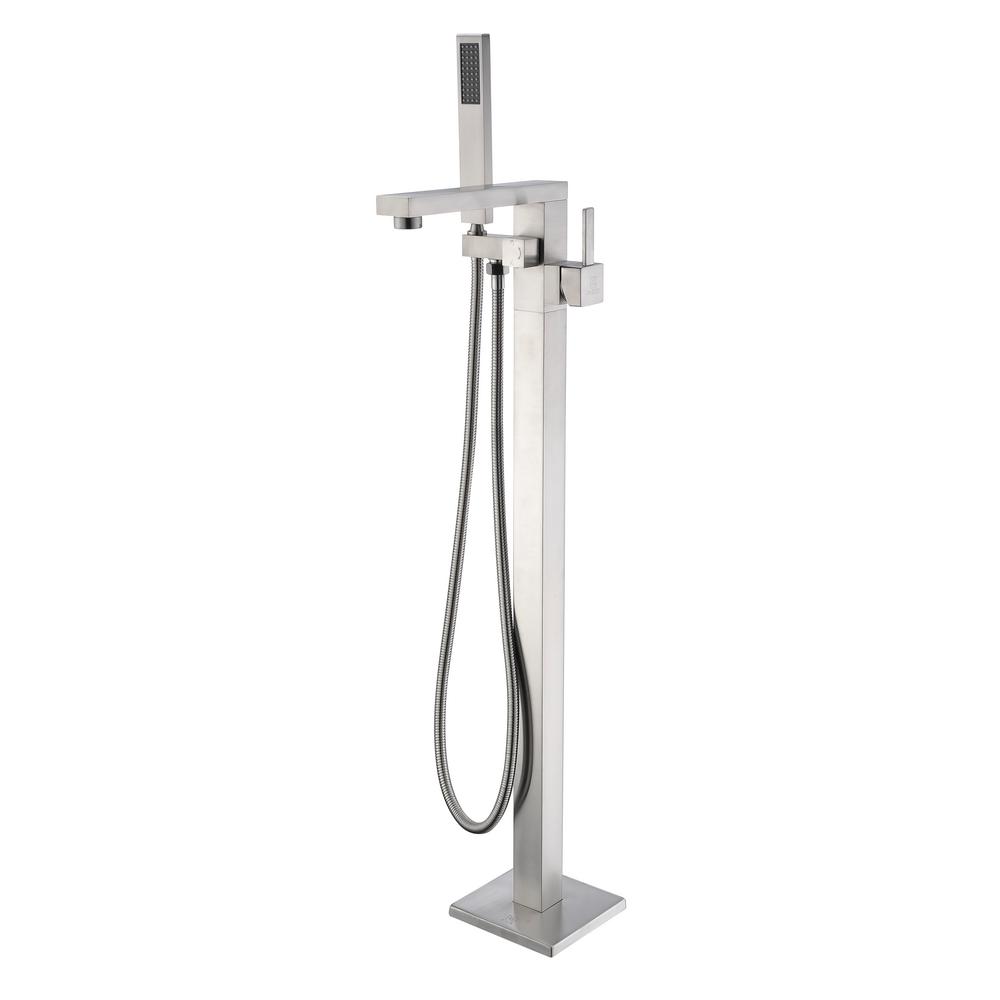 Anzzi Khone Double Handle Floor Mounted Clawfoot Tub Faucet With
