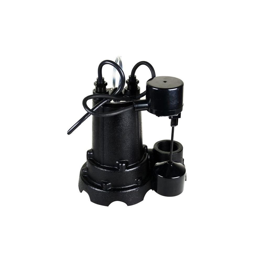Water Source 1/2 HP Cast Iron Sump Pump with Vertical Float SwitchWSSPC5V The Home Depot