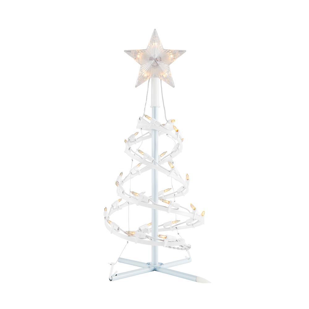 Home Accents Holiday 18 in. White Spiral Tree Pathway Lights (Set of 4 ...