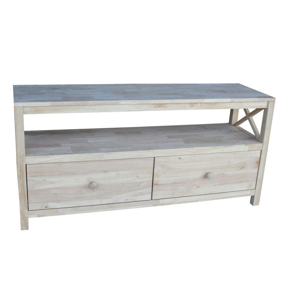 Unfinished Wood Tv Stands Living Room Furniture The Home Depot Unfinished Storage Entertainment Center