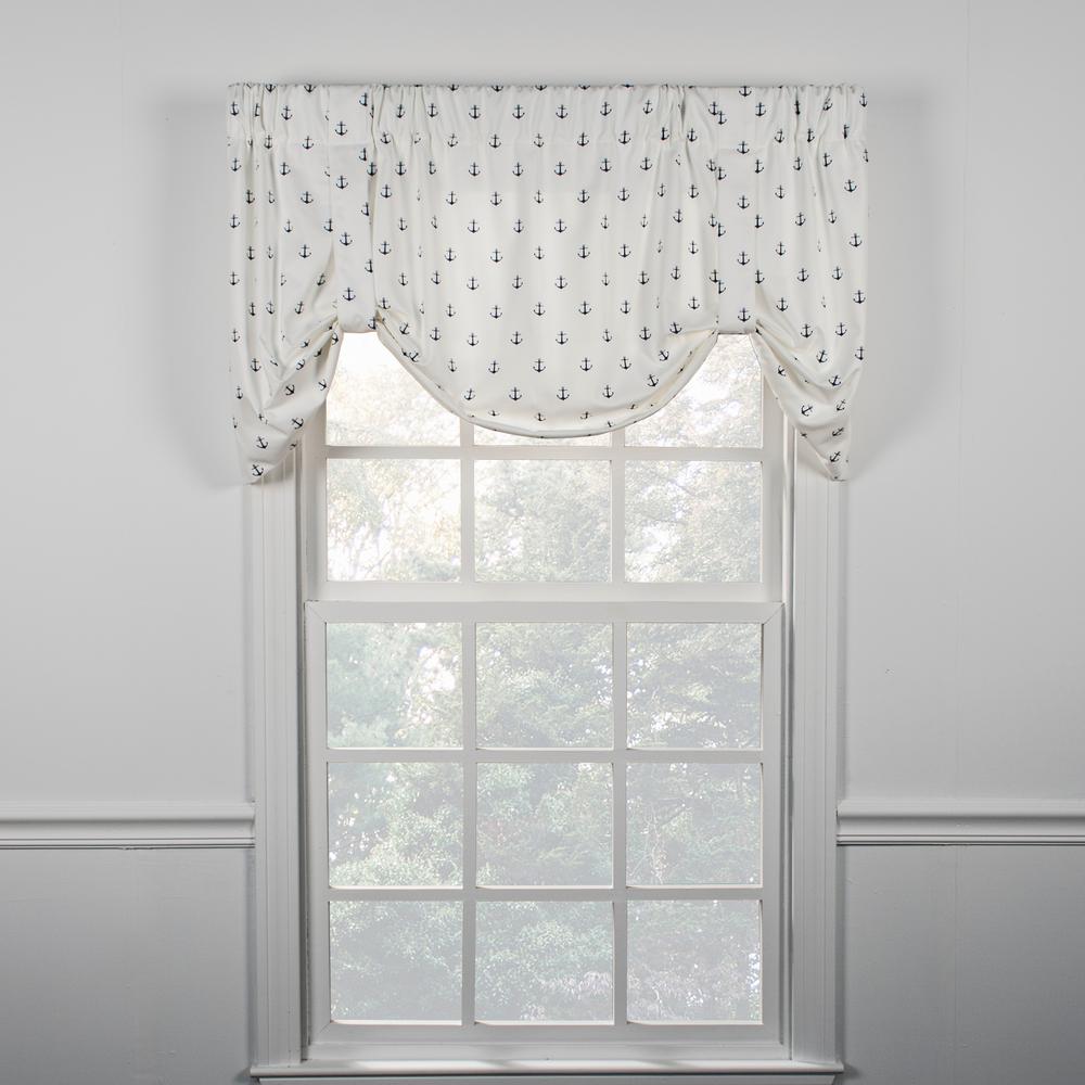 Ellis Curtain Voyage 21 In L Cotton Lined Tie Up Valance In Navy