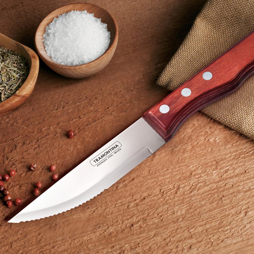 Tramontina Cutlery Kitchenware The Home Depot Porterhouse 5 Piece Steak Knife Set With Hardwood Counter Block