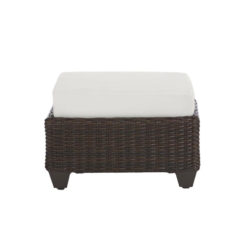 Hampton Bay Mill Valley Brown Wicker Outdoor Patio Ottoman With Brown Wicker Outdoor Patio Ottoman