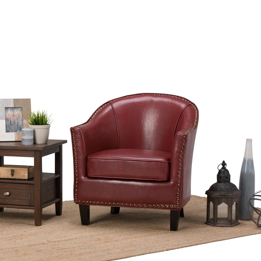 Simpli Home Kildare Radicchio Red Bonded Leather Arm Chair Axctub Simpli Home Kildare Radicchio Red Bonded Leather Arm Chair