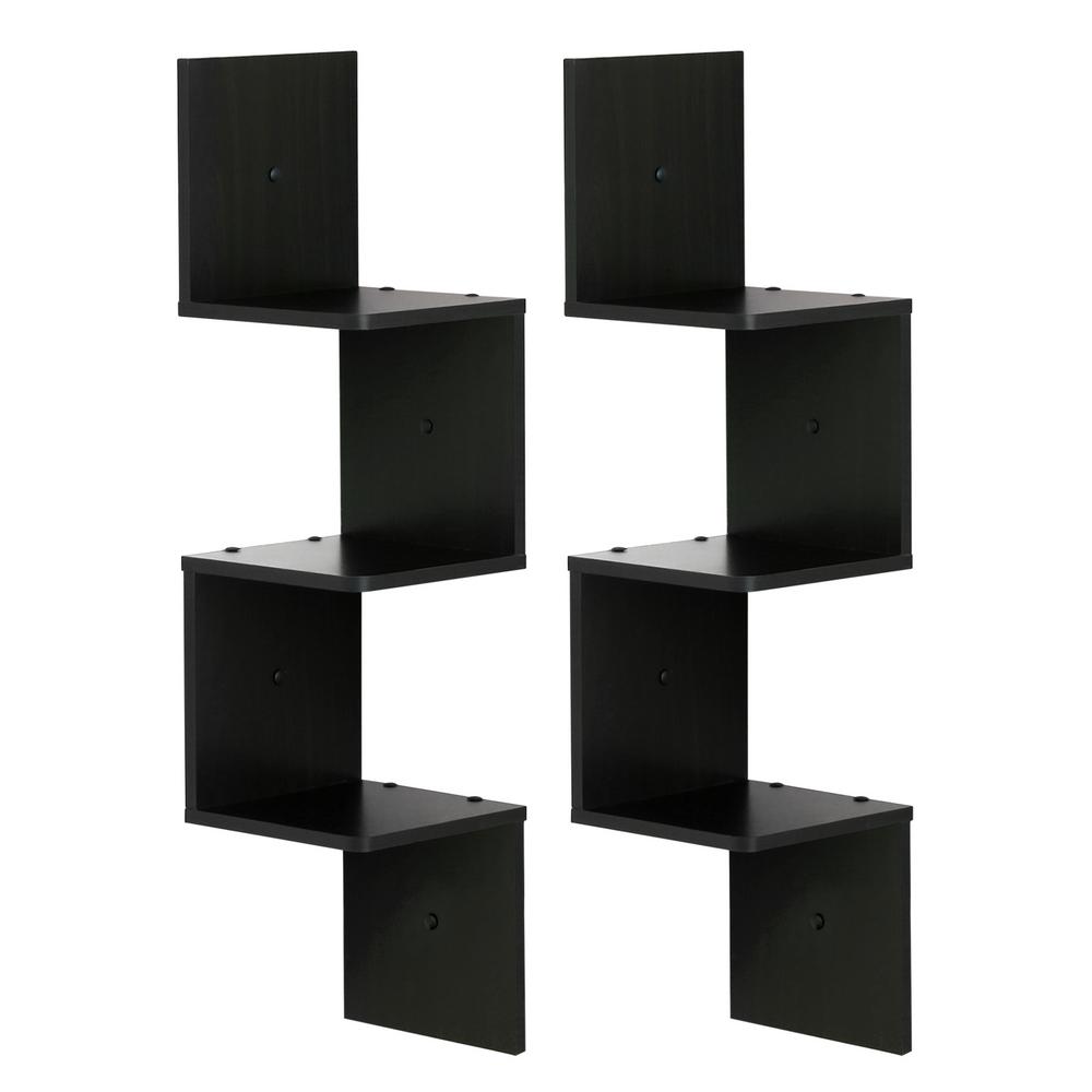 Furinno Espresso 3 Shelf Square Floating Corner 2 Pack Espresso 3 Shelf Square Floating Corner 2 Pack
