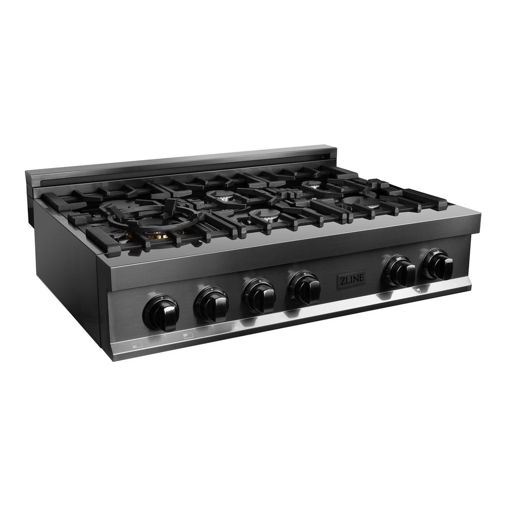 ZLINE Kitchen and Bath 48 in. CeramicGas Rangetop in Black Stainless