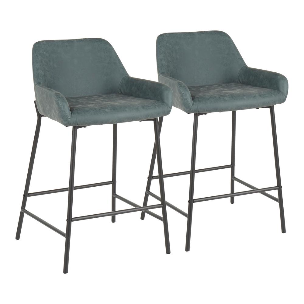 Daniella 24 In Green Faux Leather Counter Stool Set Of