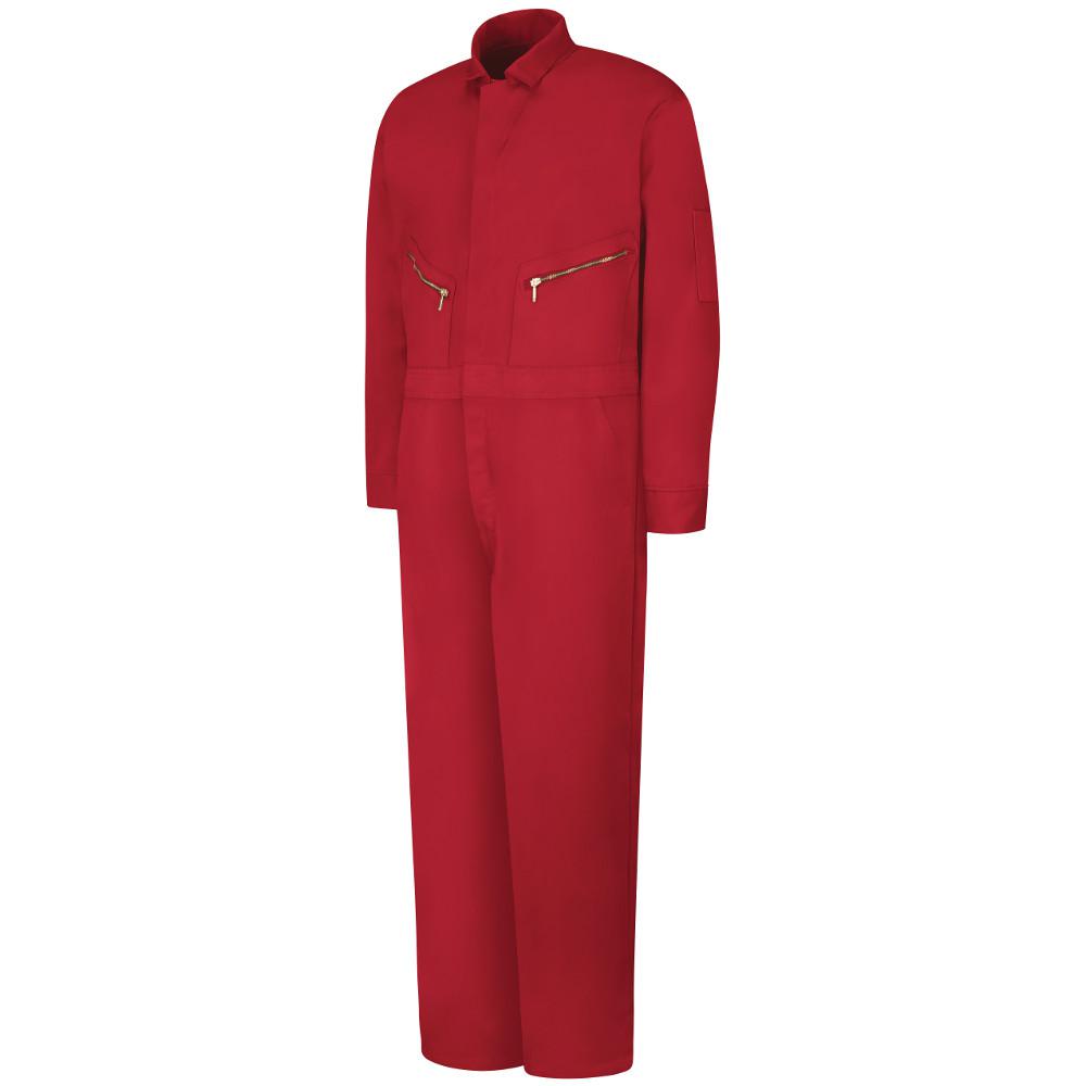 Red Kap Men S Size 40 Red Zip Front Cotton Coverall Cc18rd Rg 40 The Home Depot