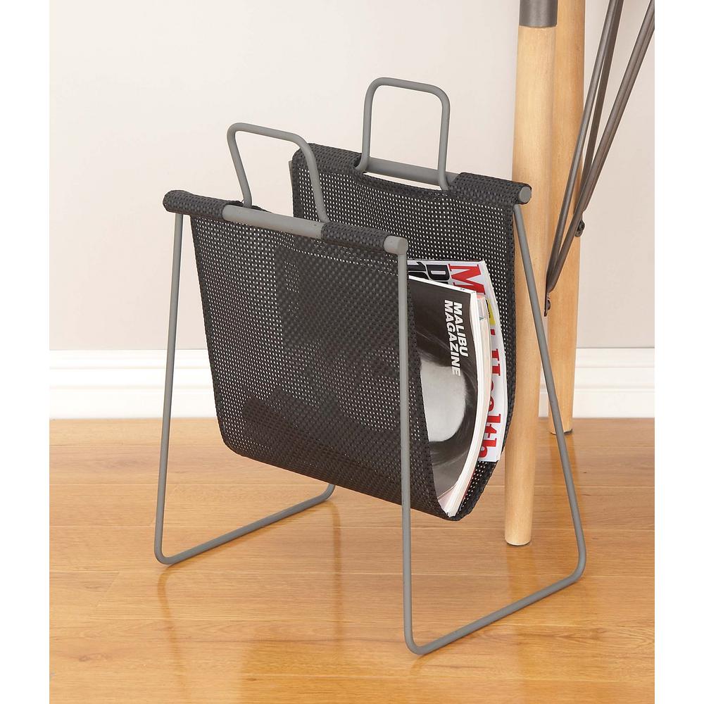 16 in. x 20 in. Modern Metal Fabric Magazine Holder in Black65617