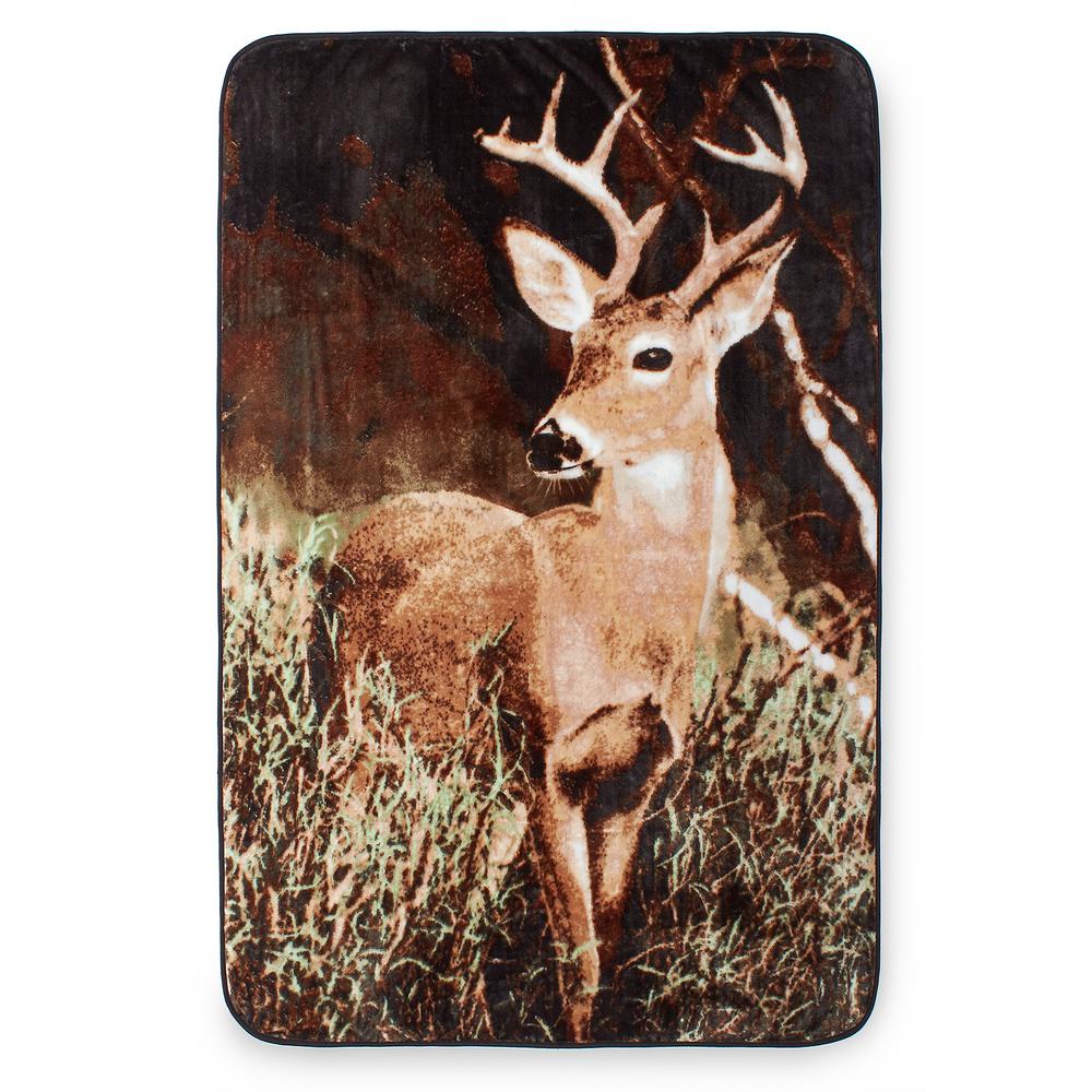 80 in. x 60 in. High Pile Deer Country Raschel Knit ThrowHP60X80DEER