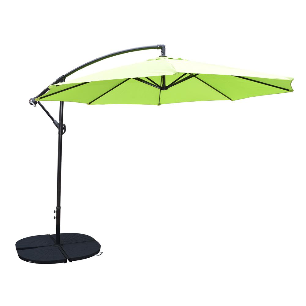 Lime Green 10 Ft Cantilever Umbrella With 4 Casted Polyresin Heavy Cantilever Umbrella With 4 Casted Polyresin Heavy Duty Weights