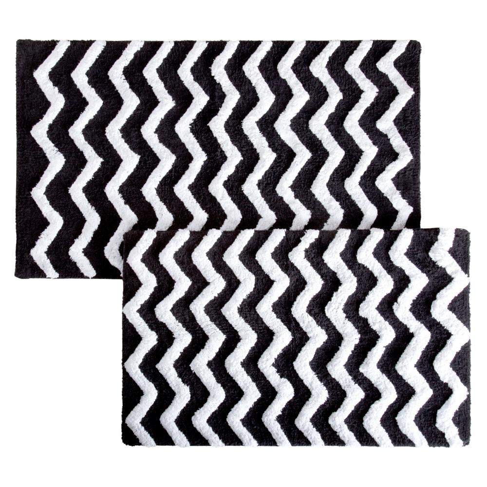 Lavish Home Chevron Black 24 5 In X 41 2 Piece Bathroom Mat Set Lavish Home Chevron Black 24 5 In X 41 2 Piece Bathroom Mat