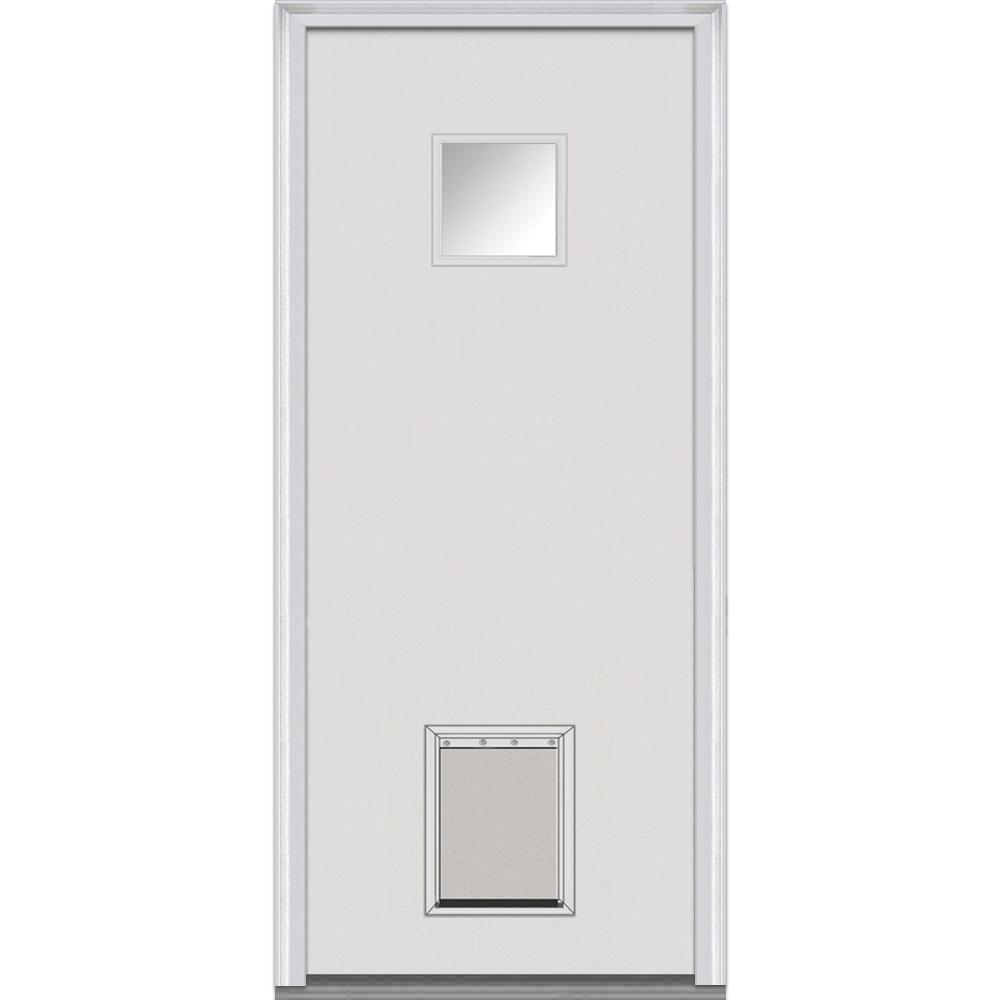MMI Door 32 in. x 80 in. Classic LeftHand Inswing 1/4Lite Clear Primed Fiberglass Smooth