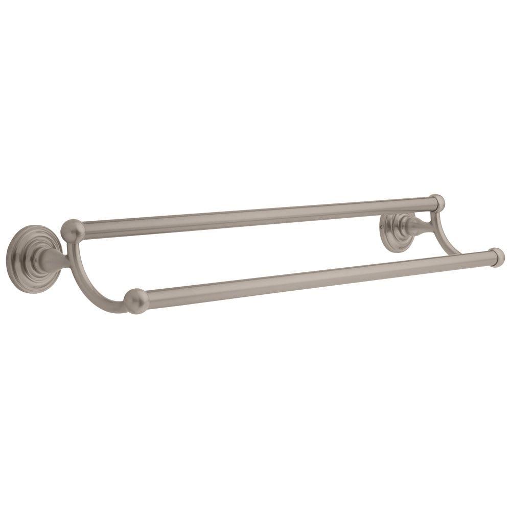 24 in Double Towel Bar Brushed Nickel Curved Rail Rod ...