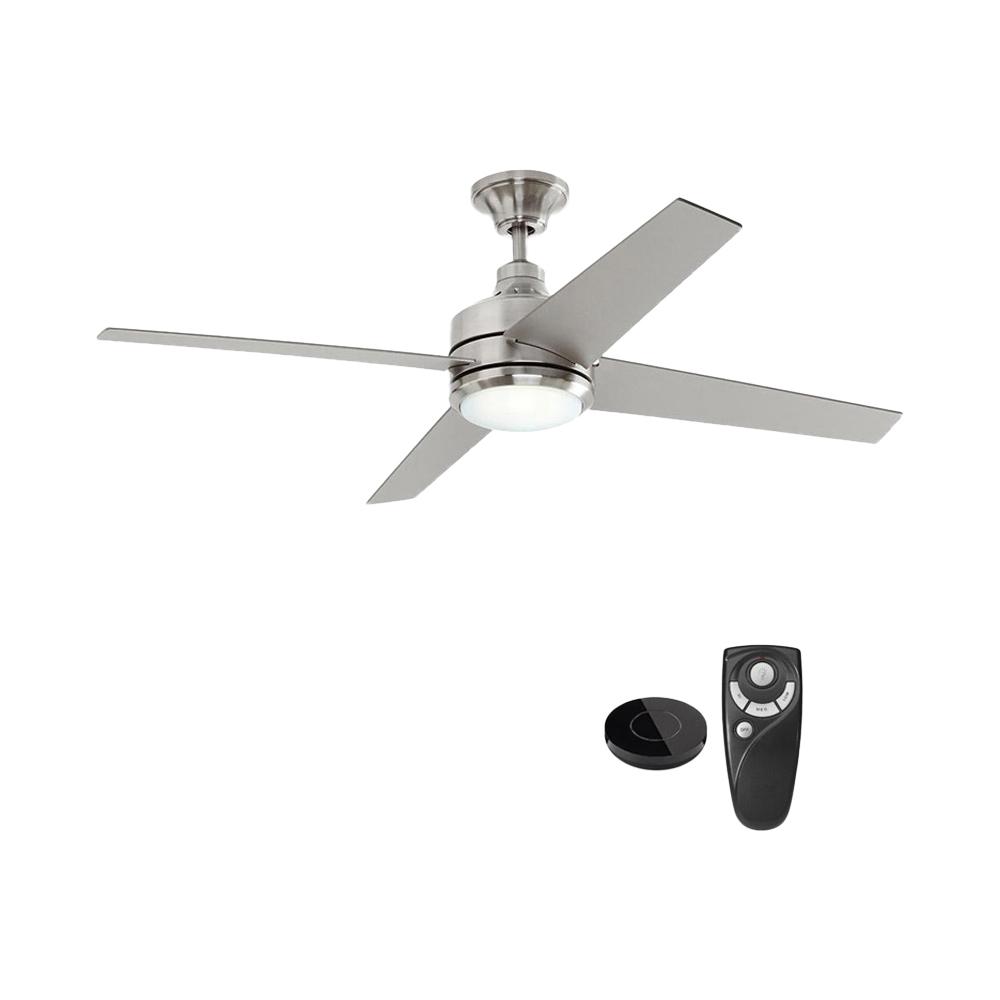 Home Decorators Collection Mercer 52 In Integrated Led Indoor Brushed Nickel Ceiling Fan With Light Kit Works With Google Assistant And Alexa