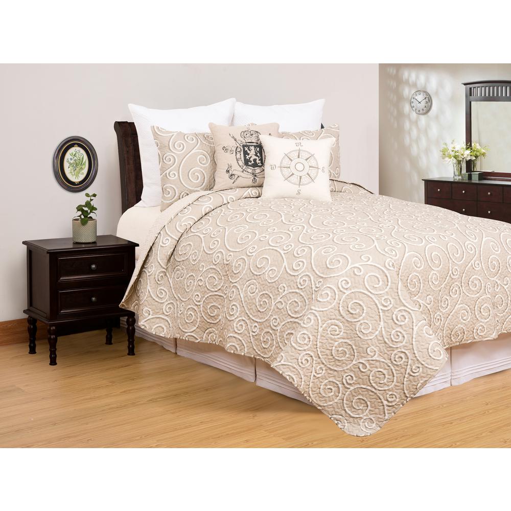 C F Home Elmont Tan King Quilt Set 82384 3kset The Home Depot