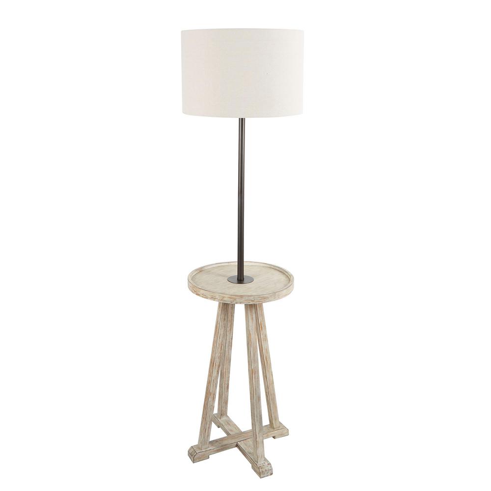 Silverwood Emerson 61 75 In Cream And Brown Cross Base End Table Floor Lamp