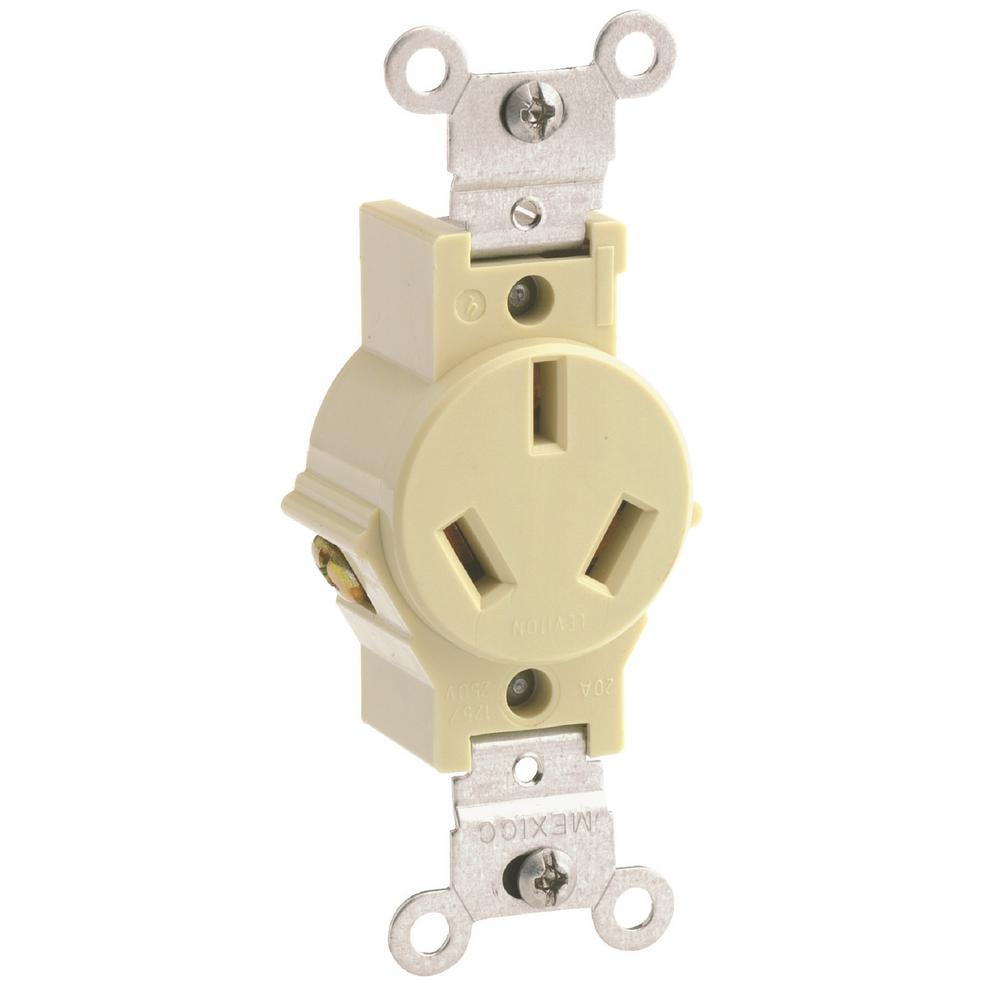 Leviton 20 Amp Commercial Grade Non Grounding Single Outlet, Ivory5032