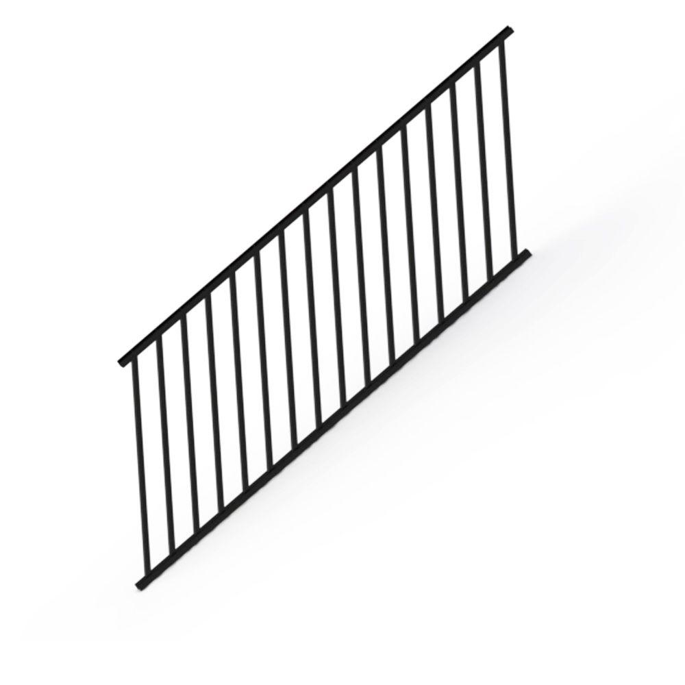 Rdi Satin Black 36 In Aluminum Panel Rail Kit With Square Balusters And Brackets 73019285 The Home Depot