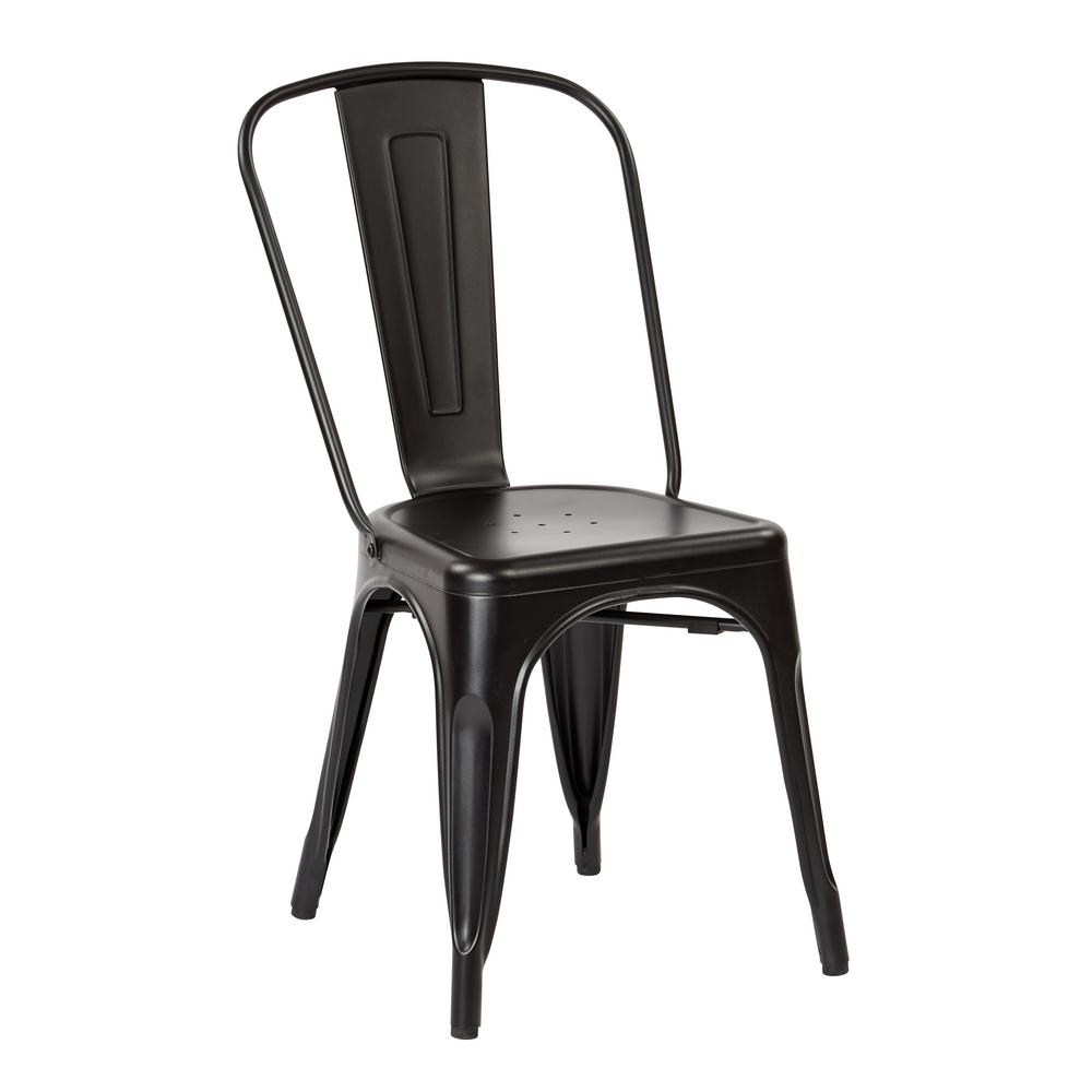 Office Star Products Bristow Matte Black Armless Metal Chair 2 Bristow Matte Black Armless Metal Chair