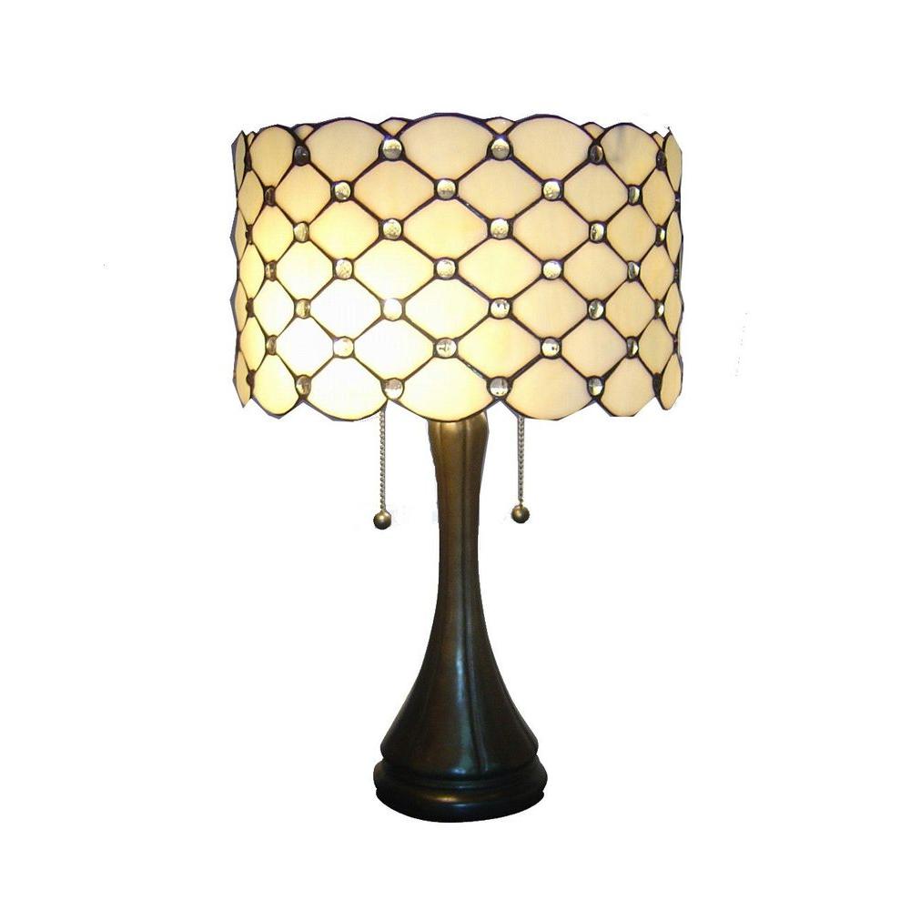 Drum Warehouse Of Tiffany Lighting The Home Depot Antique Bronze Modern Stained Gl Table Lamp With Pull Chain