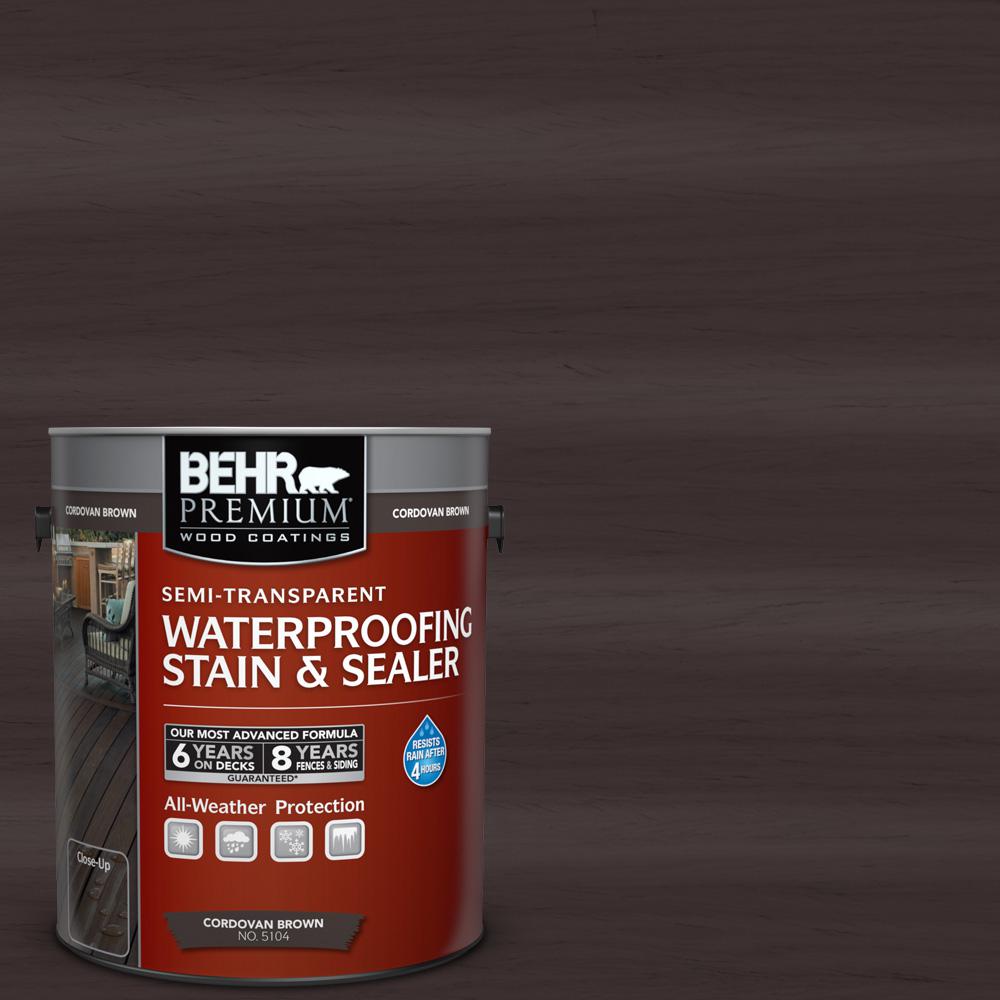 Behr Premium 1 Gal St 104 Cordovan Brown Semi Transparent Waterproofing Stain And Sealer 507701 The Home Depot