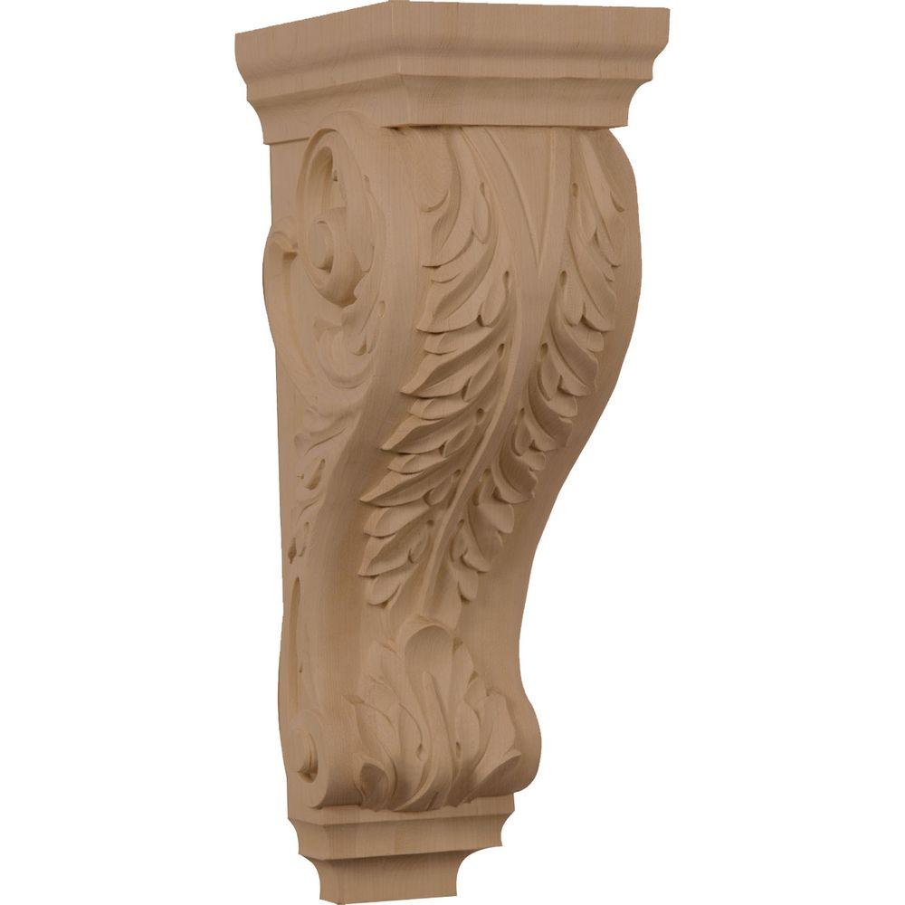Ekena Millwork CORW03X02X06PAGM 3-Inch W x 1 3//4-Inch D x 6-Inch H Extra Small Acanthus Pilaster Wood Corbel Mahogany