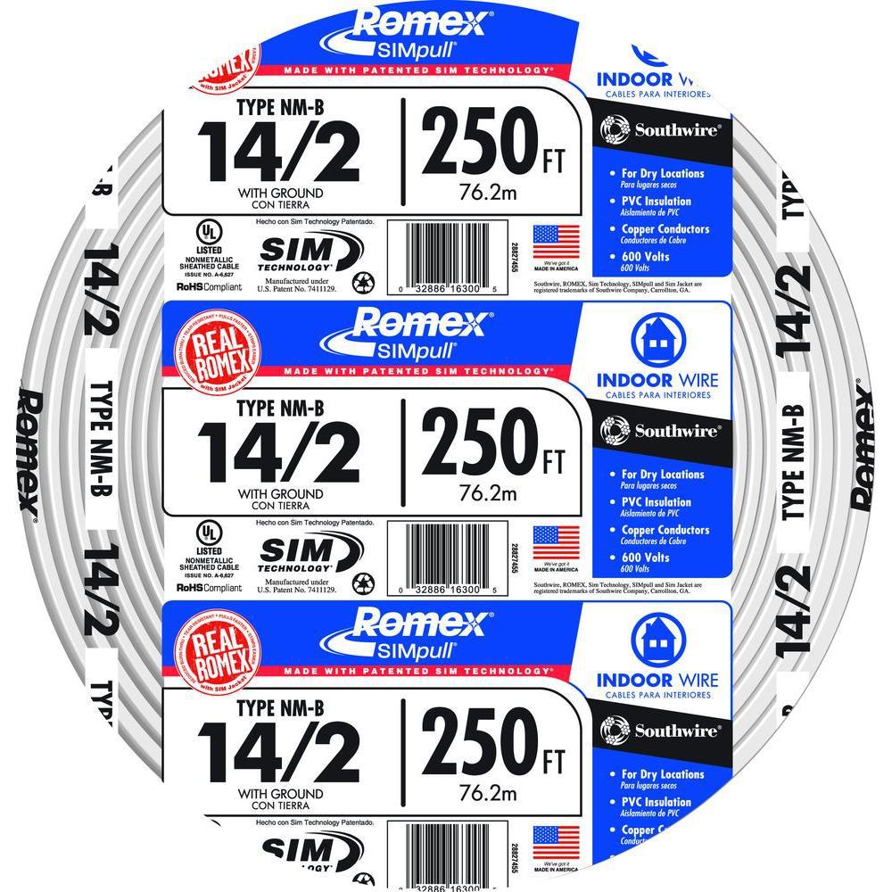 250 ft. 14/2 Solid Romex SIMpull CU NM-B W/G Wire