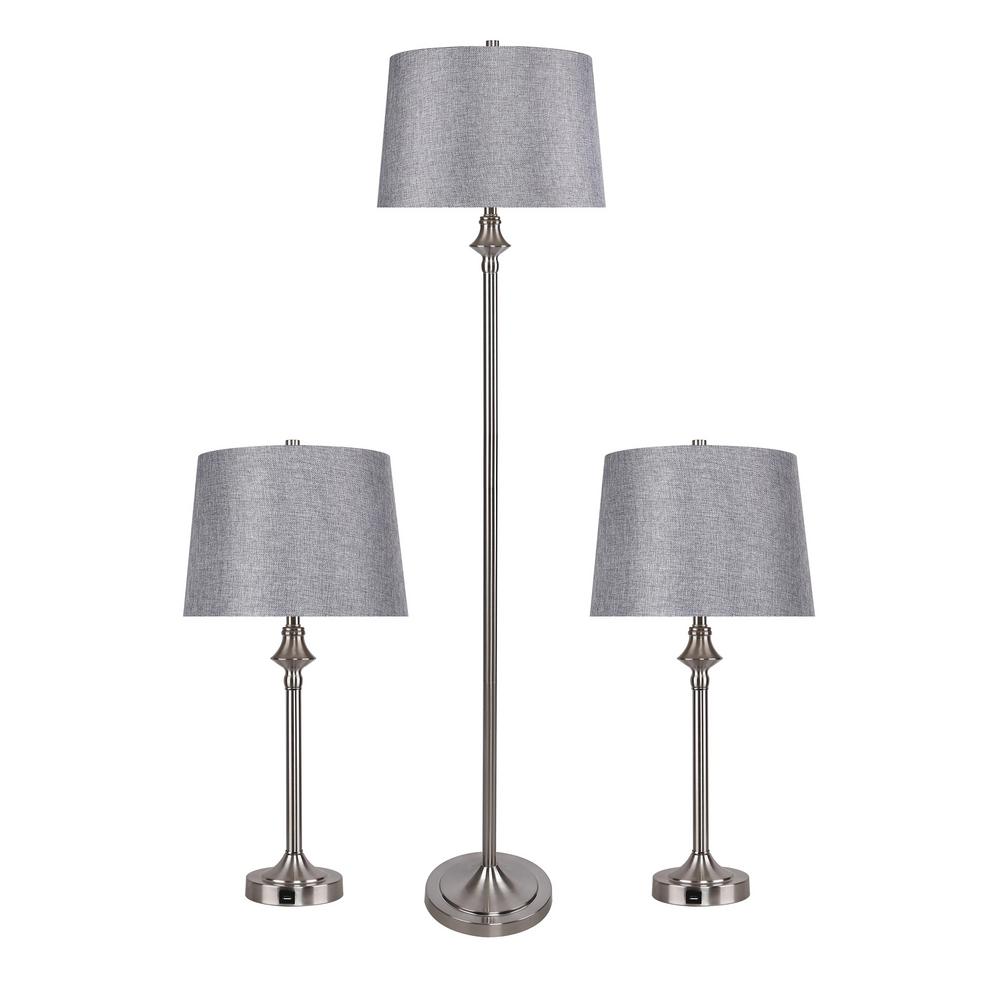 GRANDVIEW GALLERY 28 5 In Brushed Nickel Table Lamps And One 60 In   Grandview Gallery Lamp Sets Gp90410a 64 1000 