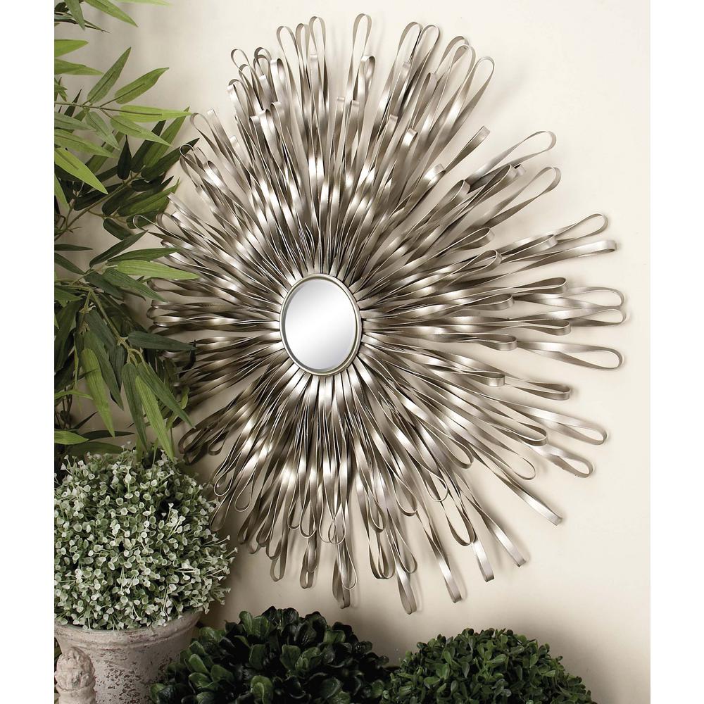 Litton Lane Modern Iron And Mirror Wall Decor In Silver Set Litton Lane Modern Iron And Mirror Wall Decor In Silver Set