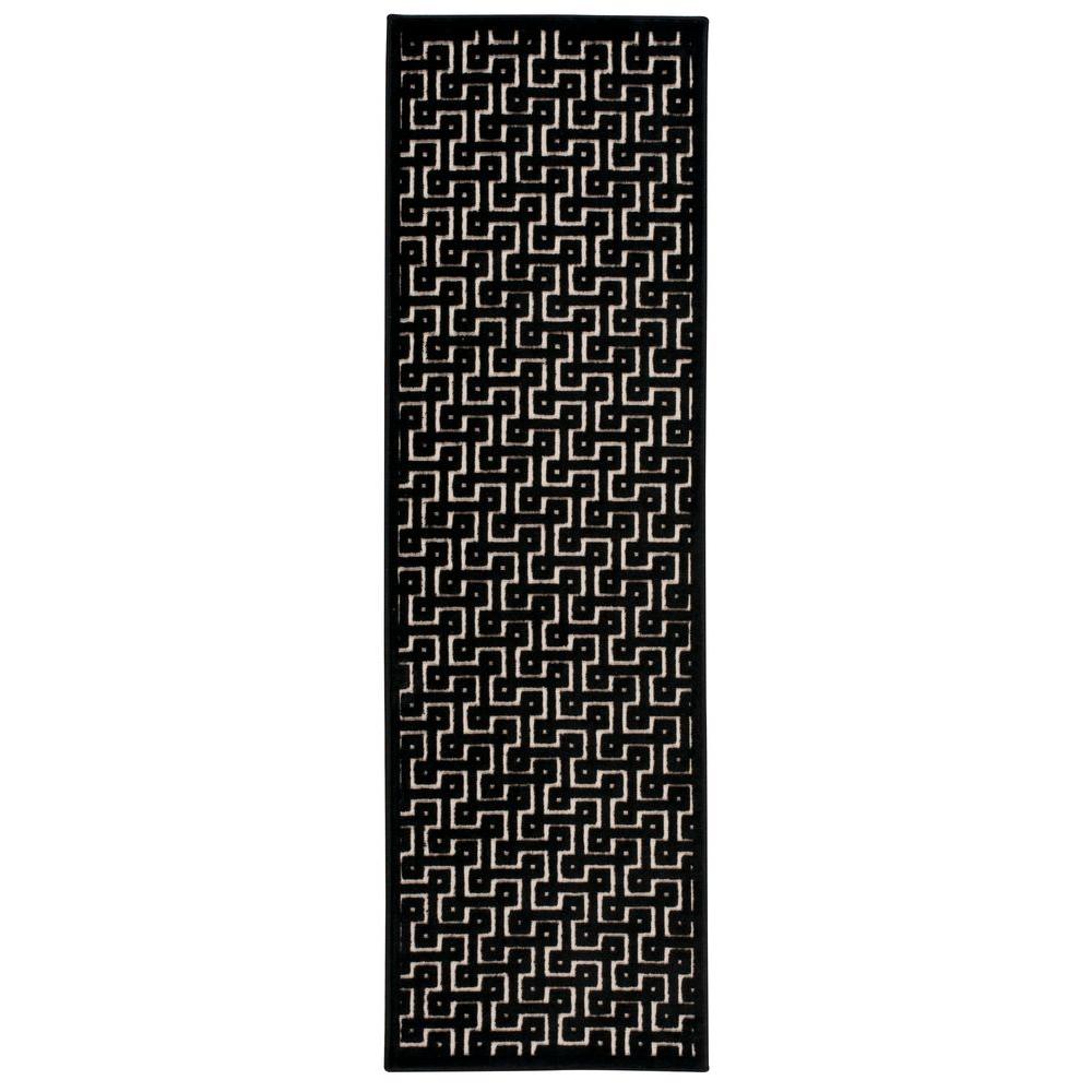Nourison Overstock Ultima Ivory/Black 2 ft. 2 in. x 7 in. Rug Runner