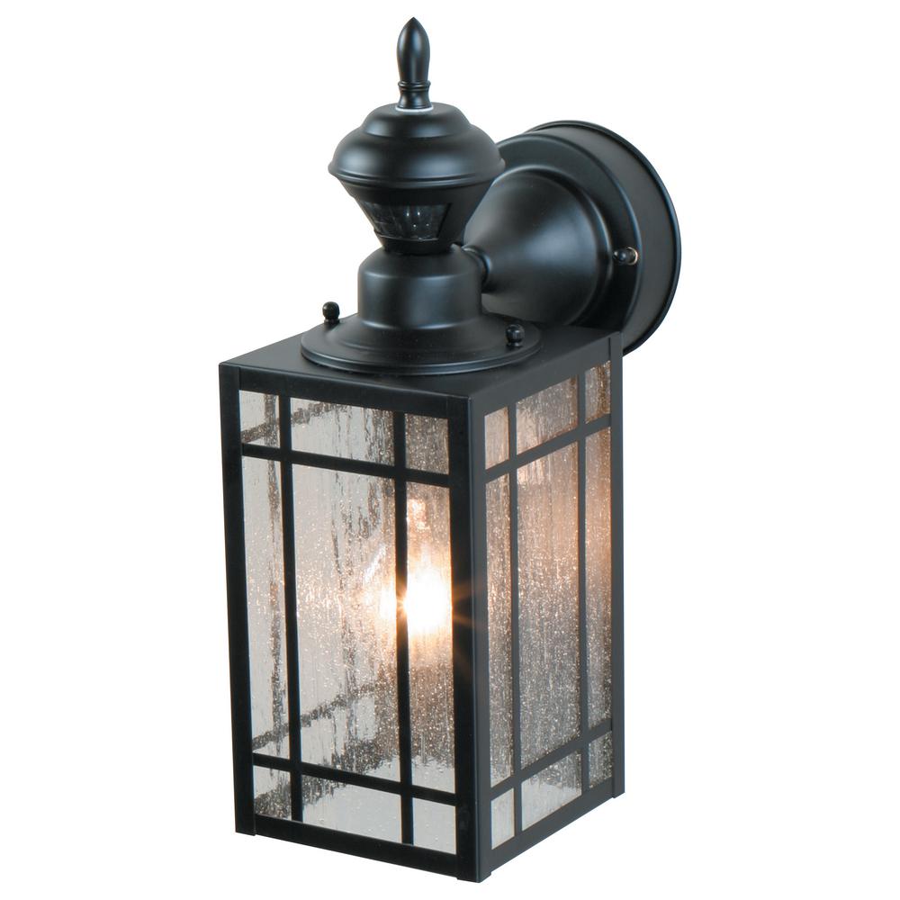 Motion Sensing Outdoor Wall Mounted Lighting 1 Light Black Motion Activated Outdoor Wall Mount Lantern