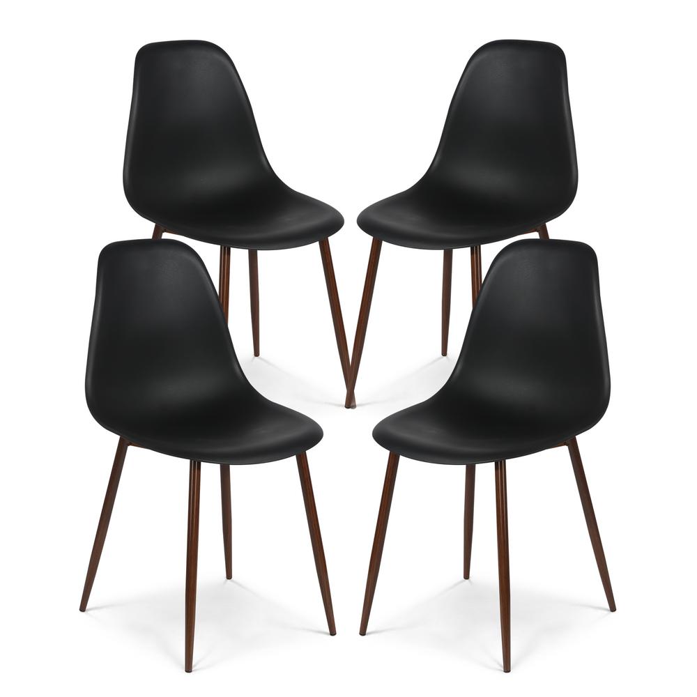 Poly and Bark Landon Black Sculpted Dining Chair (Set of 4) HD-374-BLK