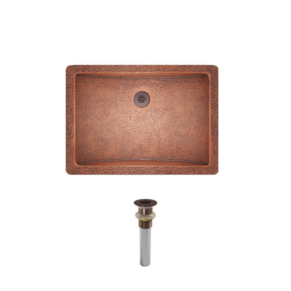 Rene By Elkay Undermount Bathroom Sink in Copper with Grid Drain in Oil Rubbed BronzeR41006GD