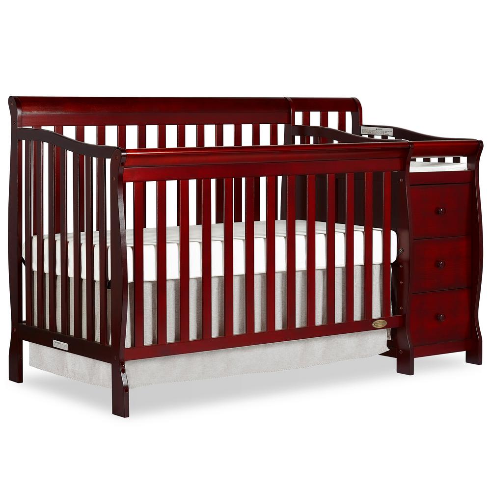 Dream On Me Brody Cherry 5 In 1 Convertible Crib With Changer 620