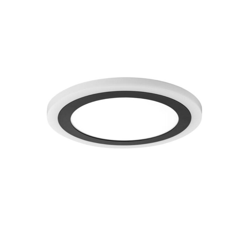 Hampton Bay Clement 13 in. Round Black Flat Panel SW/BW/DL Color Choice Selectable LED with Night Light Flush Mount