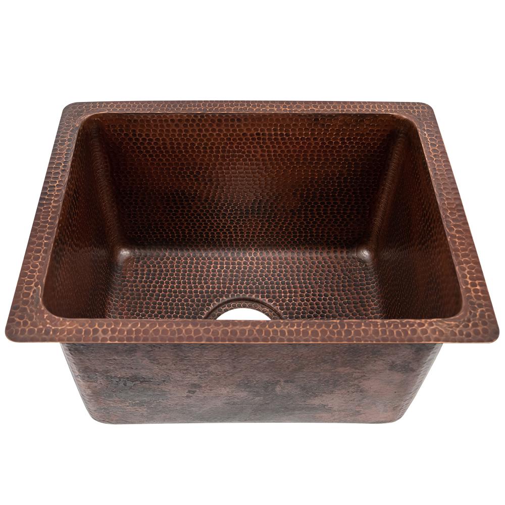 Premier Copper Products Dual Mount Rectangle Copper 17 in. Single Bowl